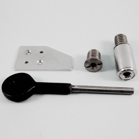 THD256/SCP • 28mm • Satin Chrome • Surface Sash Stop With Stainless Steel Insert and Extended Key